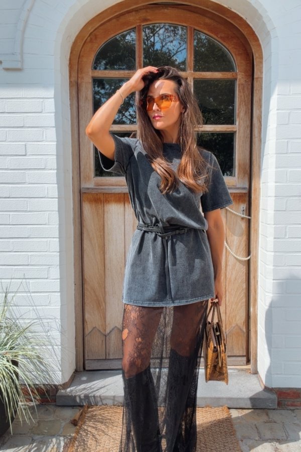 HANA LACE LOGO SKIRT